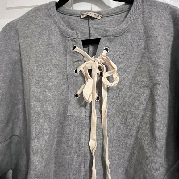 Zara grey sweater with a lace tie design in size small - Picture 2 of 4